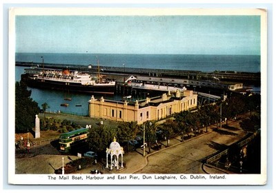 Mail Boat East Pier Harbour Buildings Waterfront Dun Laoghaire Ireland Postcard