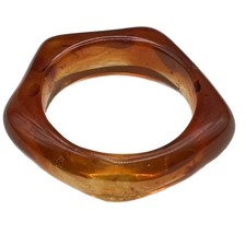 Honey Amber Band Ring Size 6.25 Geometric Shape Natural Inclusions