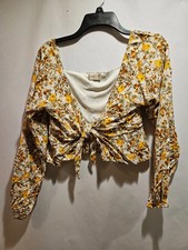 Altar’d State Y2K Floral Crop Top Tie Front Women’s M Boho Festival Cottagecore