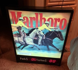 RARE VINTAGE 1997 MARLBORO DOUBLE SIDED ELECTRIC LIGHT UP SIGN WORKING 30" X 26"