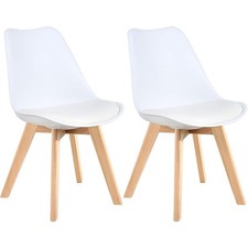Padded Dining Chairs with Wooden Legs - Pair