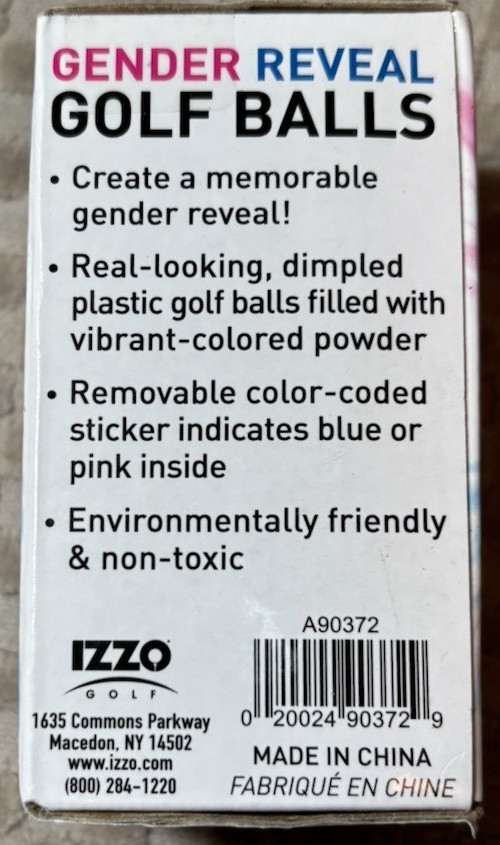 IZZO Golf Gender Reveal Golf Balls, 1 Blue and 1 Pink