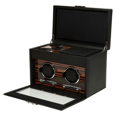 #ad WOLF Roadster Ebony Macassar Double Watch Winder with Storage BRAND NEW $1331.25
