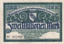 Karlsruhe - Stadt - 2 Millionen Mark - N&deg; KN 6st - Serie A - Keller 2582.a.