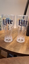 Officially Licensed Milwaukee Brewers Miller Lite Plastic Pilsner Glasses (2)