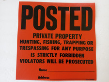 NO TRESPASSING Sign POSTED PRIVATE PROPERTY Orange 11 x 11 Styrene Lot of 4 Nos