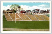Vintage Geneva College Stadium Postcard Beaver Falls PA Football Field