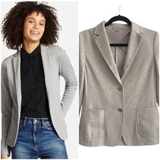 UniQlo Light Gray Unlined Two Button Stretch Blazer Womens Sz. L