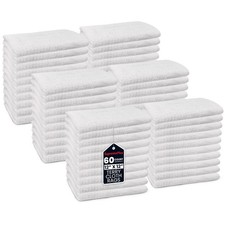 White Wash Cloths 12x12 in Bulk Boxes - Soft Absorbent Towels 100 Cotton Rags