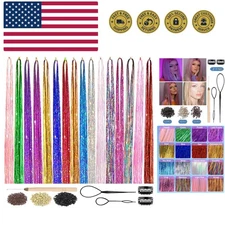 Hair Kit with Tools 16 Colors 3500 Strands Fairy Hair Heat Resistant Sparklin...