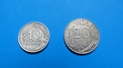 serie pieces France 1989 10 et 20 centimes TBE - Photo 1/2