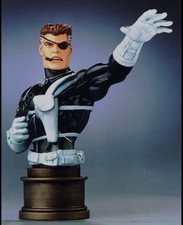 Statua mini busto Bowen Designs Marvel 5,5" Nick Fury nuova con scatola 
