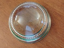Vintage 3" Clear Glass Dome Round Paperweight Magnifying Glass Beaded