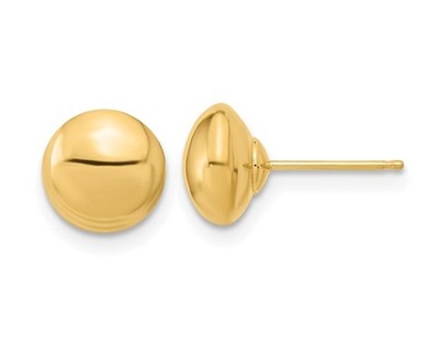Gold Button Ball 8mm Stud Earrings in 14K Yellow Gold