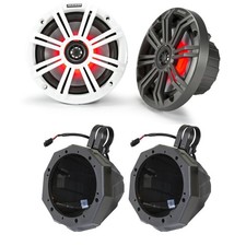 Kicker 6.5" RGB LED Marine Speakers with Universal Speaker Pods Clamps