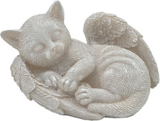 Small Cat Memorial Stone - Peaceful Angel Statue for Garden  Pet Grave