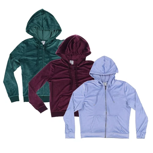 UNDERCOVER Felpa Victoria's Secret rosa full zip velluto felpa con cappuccio logo felpa Xs S L