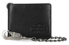 Harley-Davidson Men's Bar  Shield Core Pebble Biker Chain Bi-Fold Wallet, Black