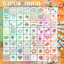 Graffiti Stencils for Crafts, 64PCS 3-Inch Reusable Plastic Templates for Woo...