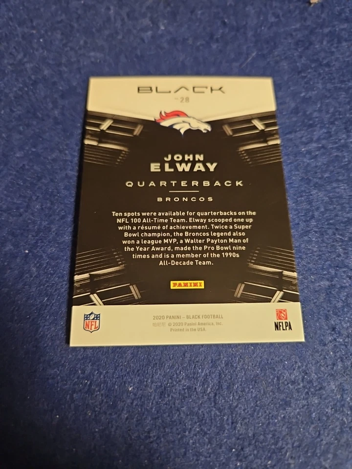 2020 Panini Black Green Parallel #28 JOHN ELWAY /10 - Image 3 of 3