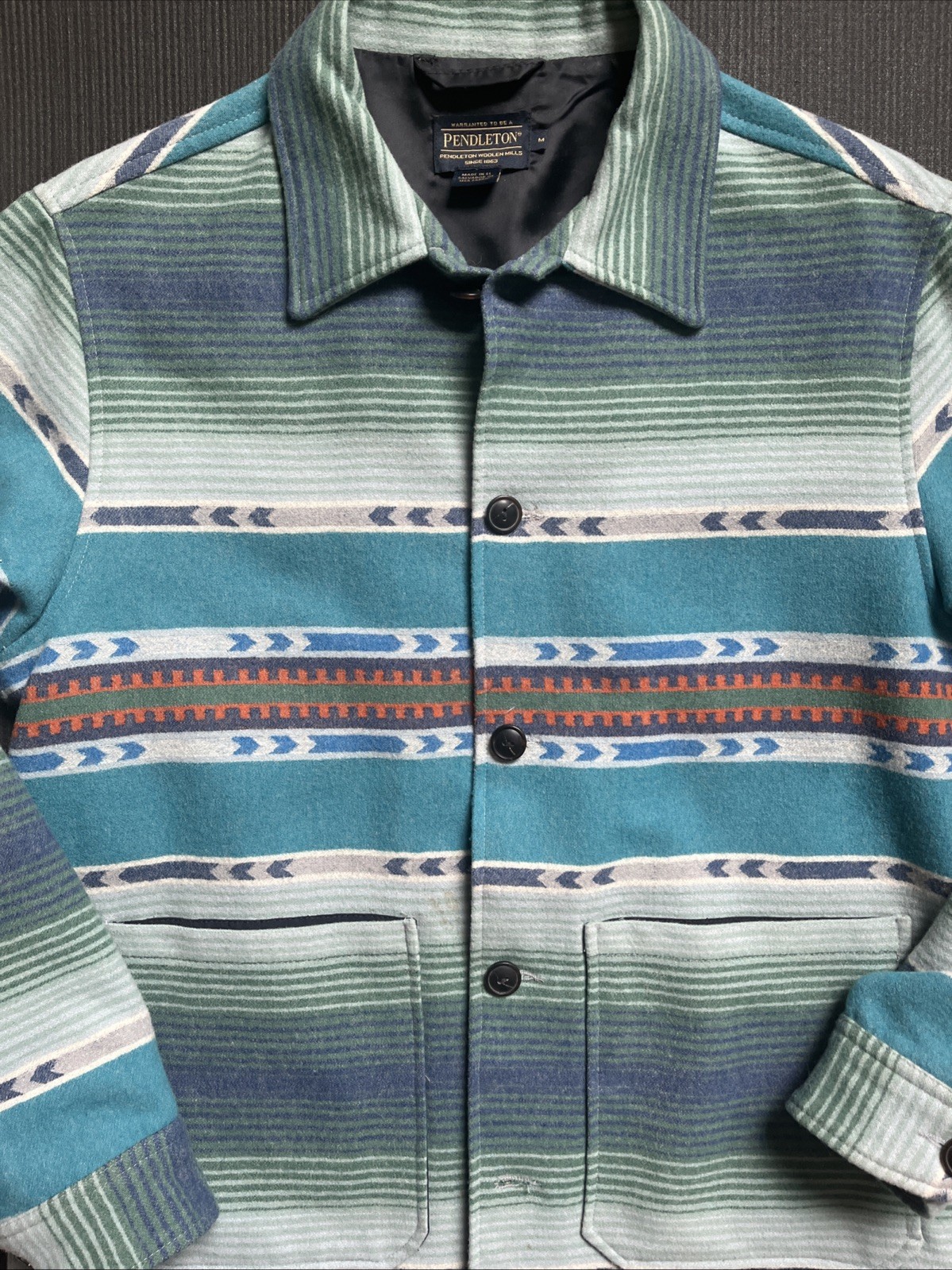 Vintage Pendleton Wool coat Jacket Teal Turquoise… - image 3