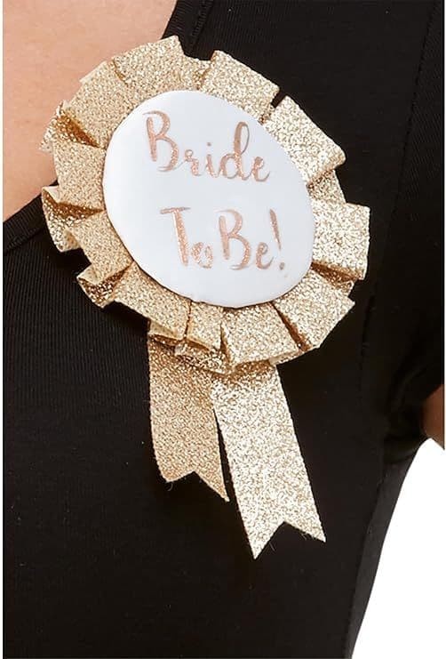 Bride To Be Rosette Rose Gold Hen Party Badge Bridal Shower Pin