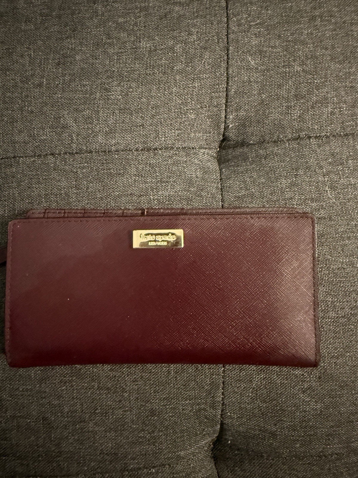 kate spade new york Burgundy Solid Wallet with Zipper Logo & Credit Card Slots