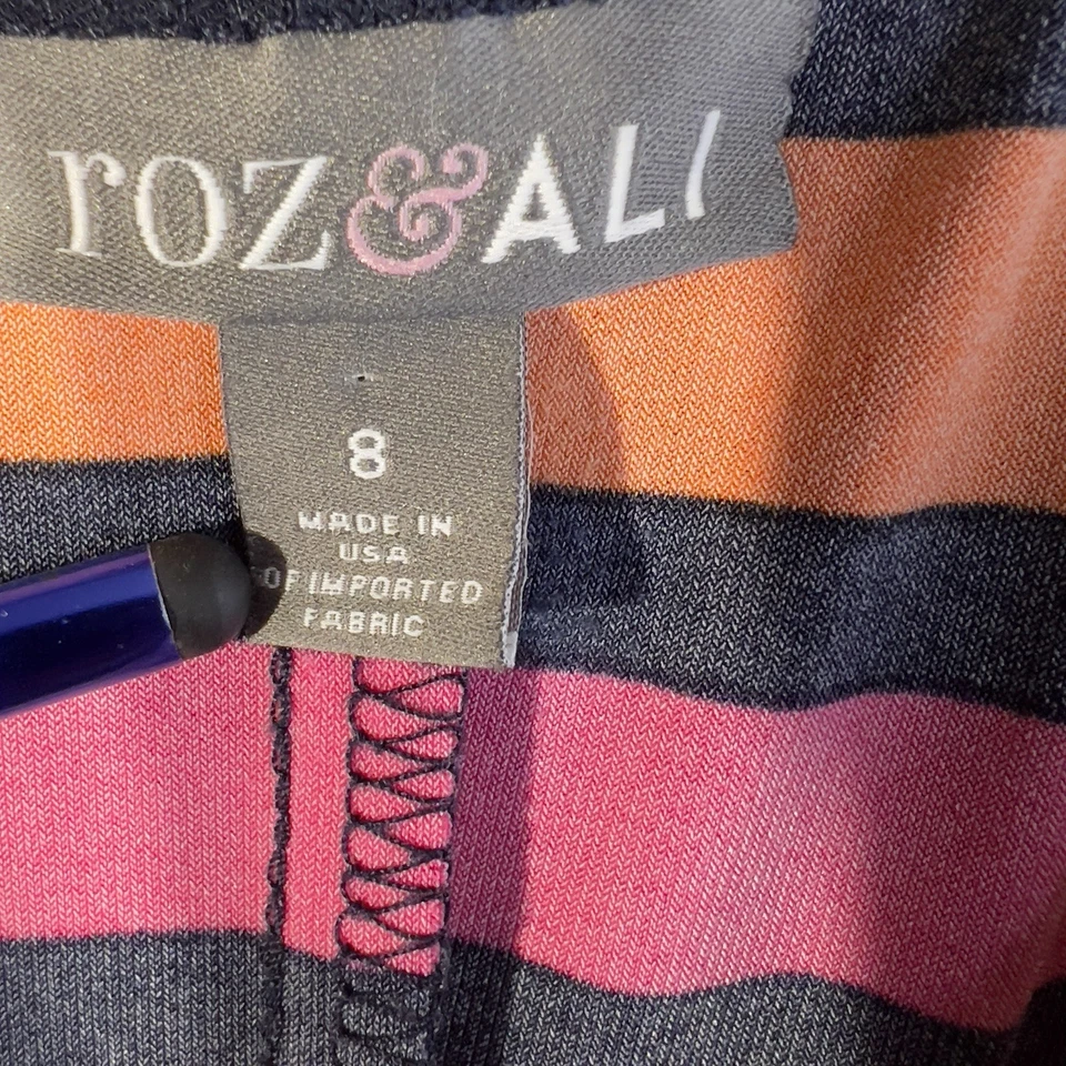 Maxi Vestido Roz & Ali a Rayas Sin Mangas Informal Verano Largo Elástico Talla 8 Foto 3 de 4