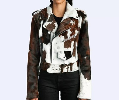 Retro Fringe Biker Jacket Women's Retro Genuine Cowhide Leather