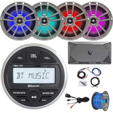 JBL Gauge Style Digital Media Reciever, 4x 6.5" 225W Speakers, Amplifier W/Kit