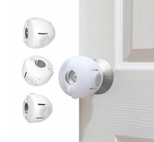 4 Pack Child Proof Door Knob Covers Baby Safety Locks for Kids Toddlers White