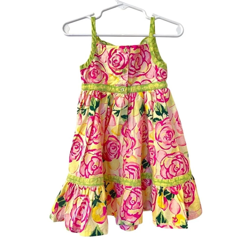 Savannah 18 Months Girls Pink Floral Baby Dress Summer Spring Birthday Party - Image 2 of 4