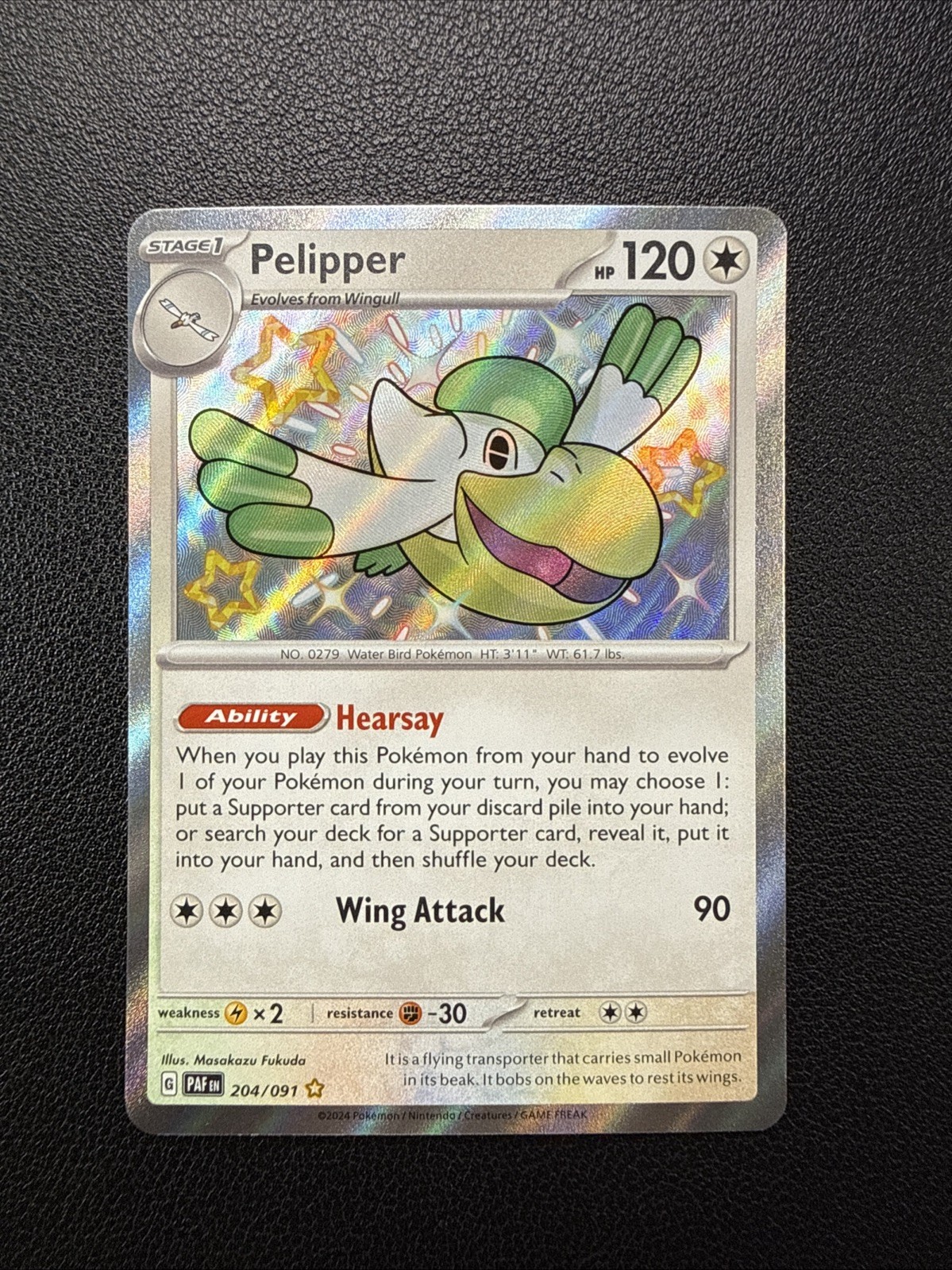 Pelipper Shiny Rare 204/091 Pokemon Paldean Fates English NM
