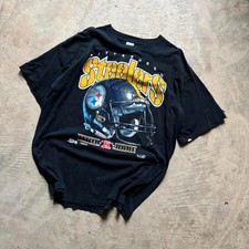 Vintage Pittsburgh Steelers football team logo black shirt VK14391