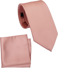 Regular Tie and Pocket Square for Men, Solid Color Necktie Set, 3.2 inch Standar