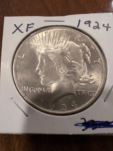 1924 P Peace Silver Dollar XF+ Grade 90% Silver US Coin