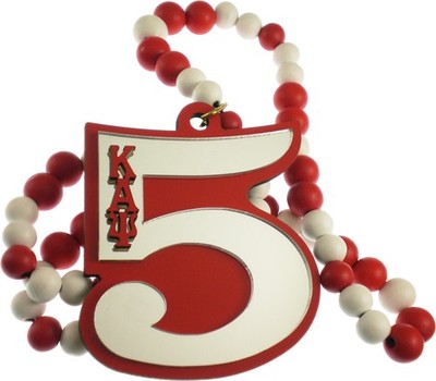 Kappa Alpha Psi Wood Color Bead Tiki Line #5 Medallion [Red/White - 4''T]