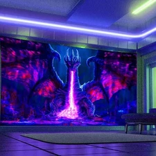 ADDWel Blacklight Dragon Tapestry, Cool Evil-Dragon Tapestry Glow In The Dark...