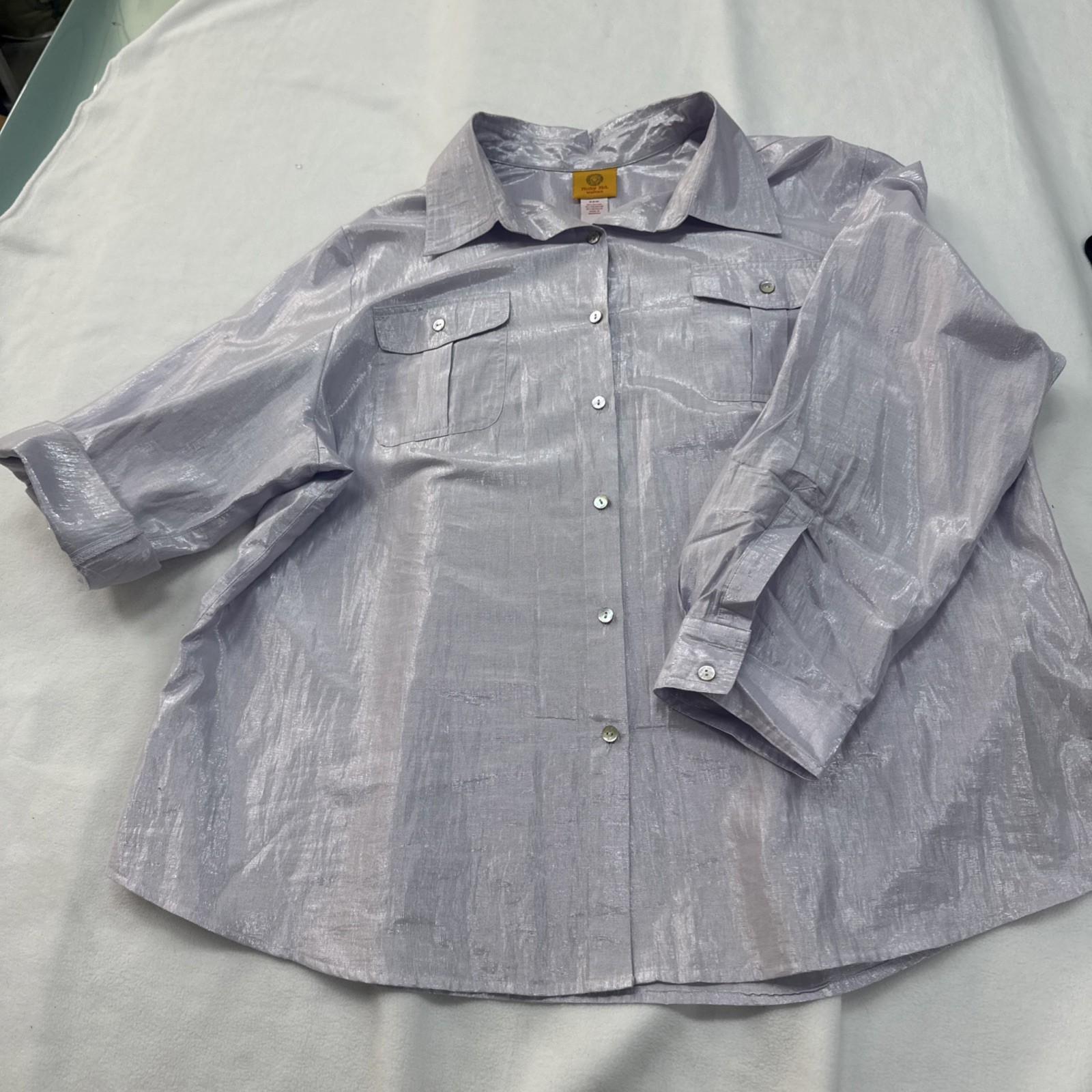 Ruby Rd.  button Down Shirt, Silver Lavender Colo… - image 8