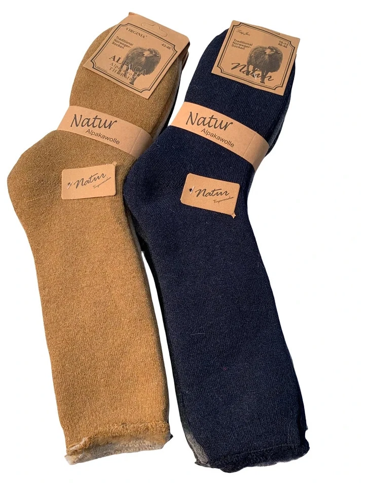 6 Pairs ALPACA Natur MEN'S WOOL THERMO SOX INSULATED SOCKS " Ski Fur Lined " - Image 2 of 4