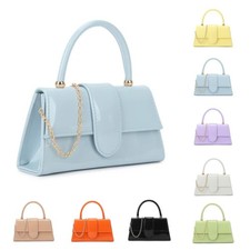 New Women's Clutch Bag Top Handle Faux Leather Evening Shoulder Chain Handbags
