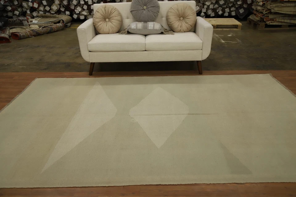 Neutre Ton Kilim Réversible Zone Tapis 6x10 Revivifiant Douce Géométrique Formes - Photo 3/4