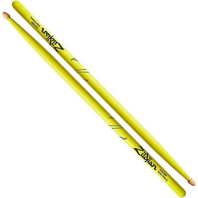 Zildjian Acorn Tip Neon Yellow Drumsticks 5A Wood Tip