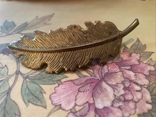 Vintage Hair Barette Gold Feather