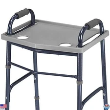 DMI Gray Walker Tray with Cup Holders - Portable Mobility Accessory for Seniors