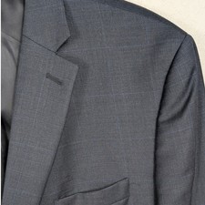 Lauren Ralph Lauren Suit Jacket Mens 48R Blue Windowpane Plaid Wool Sport Coat