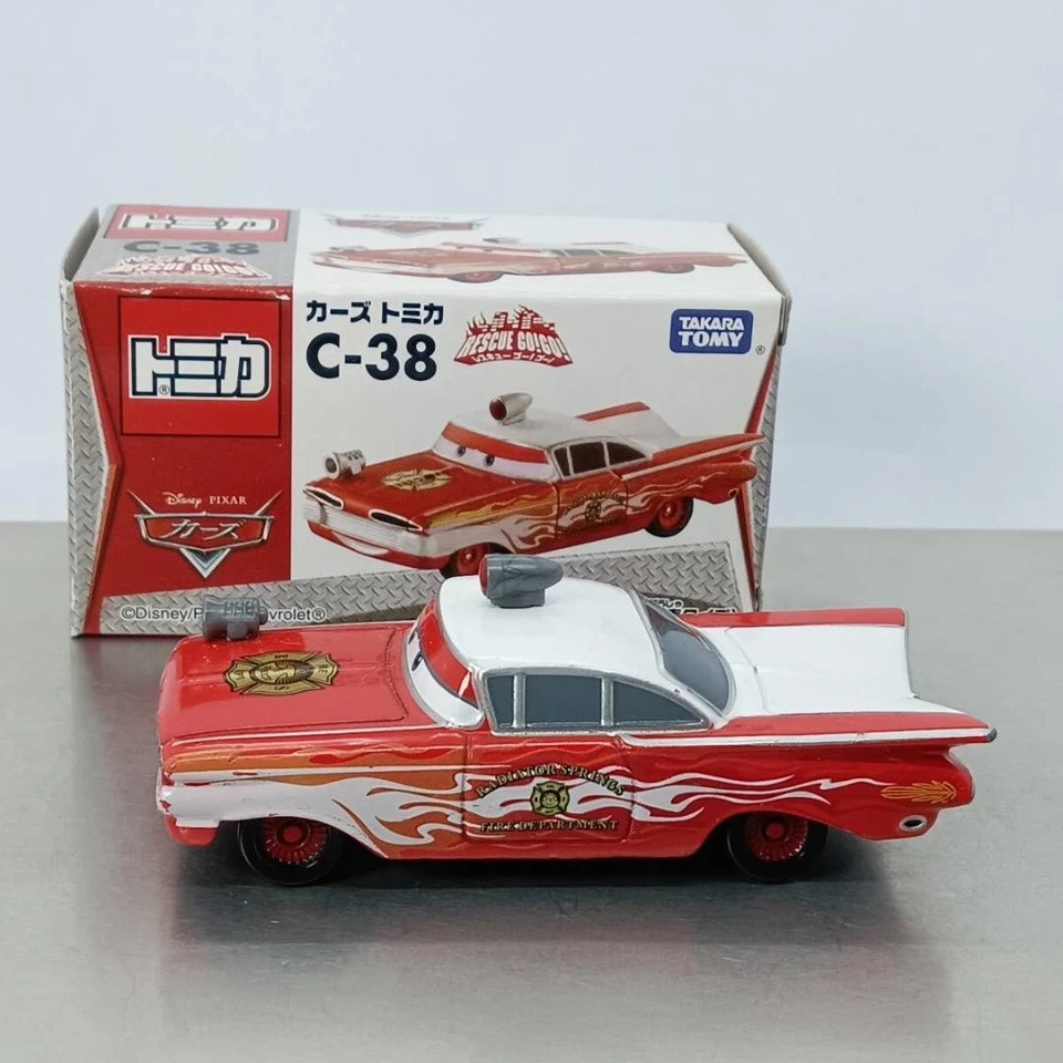 Tomica Cars Ramone Fire Miniature Car Red C-38 Japan With Box Used  - Image 3 of 4
