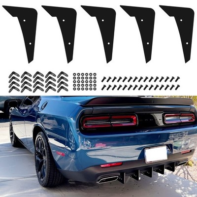 Rear Diffuser V3 5 Fins Set Compatible with Dodge Challenger SXT, black 5PCS 
