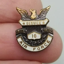 Vintage Air Force 10 Years of Service Lapel Pin Eagle Enamel Antaya Signed