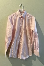 Berlioni Solid Dress Shirt Pink S 14-14.5 32/33 Regular Fit Pockets